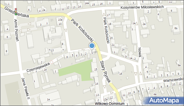 Witkowo, Park Kościuszki Tadeusza, gen., 1, mapa Witkowo