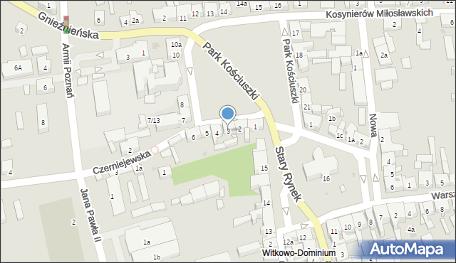 Witkowo, Park Kościuszki Tadeusza, gen., 3, mapa Witkowo