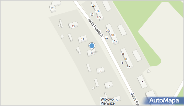 Witkowo Pierwsze, Papieża Jana Pawła II, 11, mapa Witkowo Pierwsze