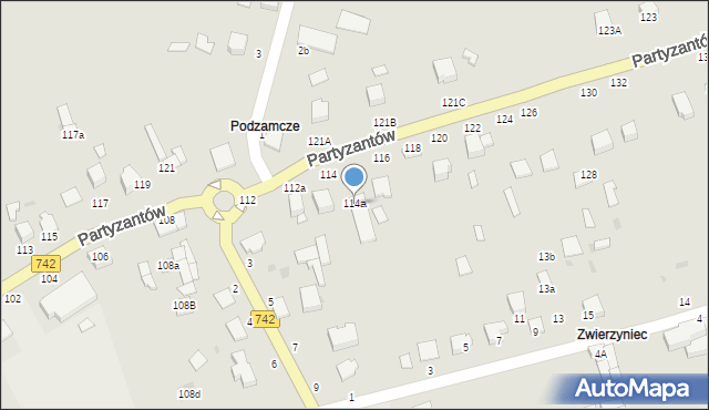 Włoszczowa, Partyzantów, 114a, mapa Włoszczowa