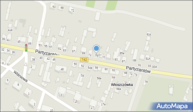 Włoszczowa, Partyzantów, 73, mapa Włoszczowa