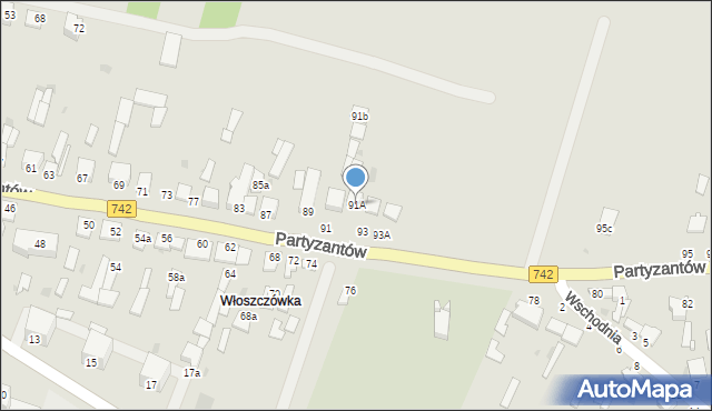 Włoszczowa, Partyzantów, 91A, mapa Włoszczowa