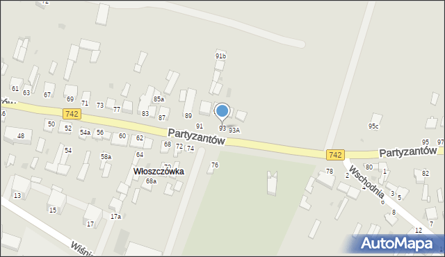 Włoszczowa, Partyzantów, 93, mapa Włoszczowa