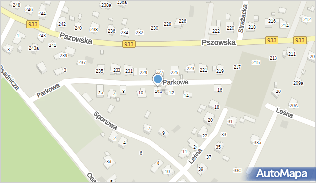 Wodzisław Śląski, Parkowa, 10a, mapa Wodzisławia Śląskiego