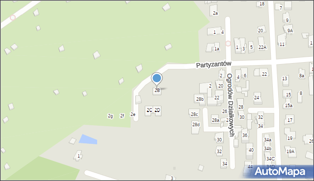 Wołomin, Partyzantów, 2B, mapa Wołomin