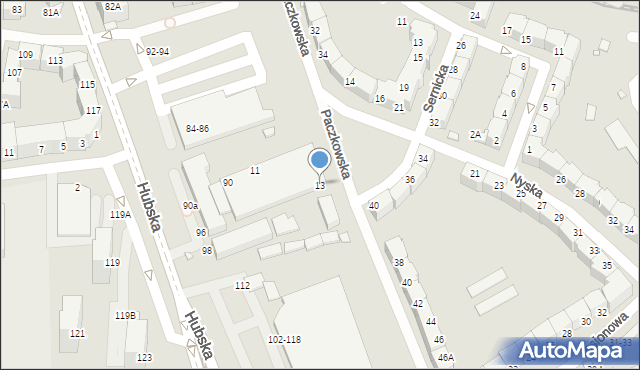 Wrocław, Paczkowska, 13, mapa Wrocławia