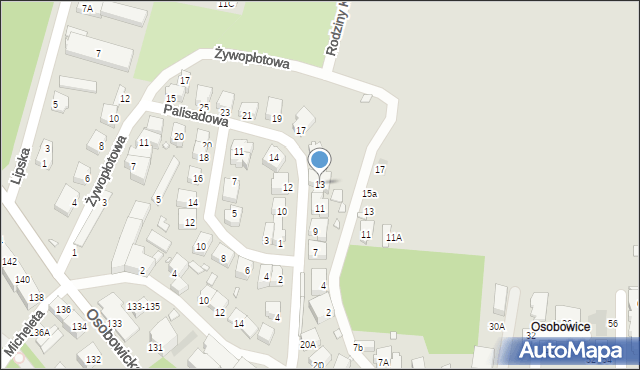 Wrocław, Palisadowa, 13, mapa Wrocławia