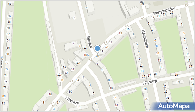 Wrocław, Partyzantów, 7A, mapa Wrocławia