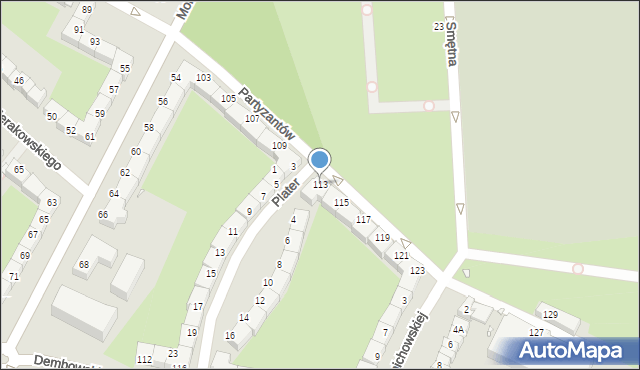 Wrocław, Partyzantów, 113, mapa Wrocławia