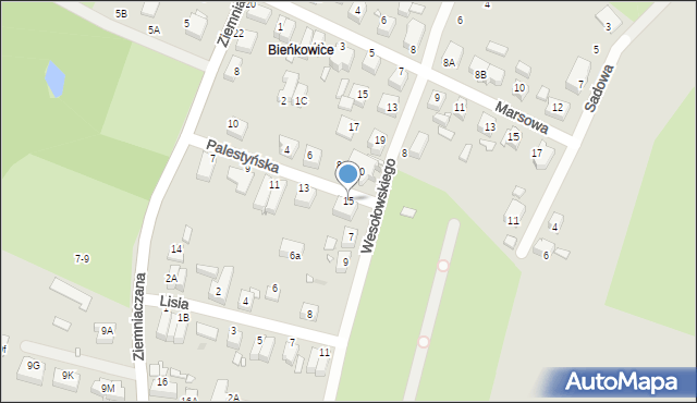 Wrocław, Palestyńska, 15, mapa Wrocławia