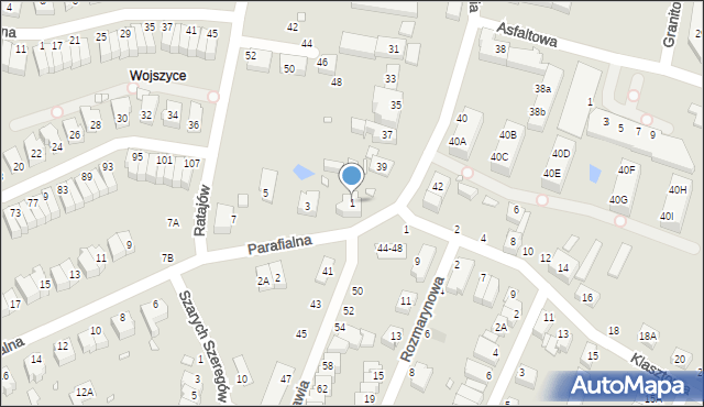 Wrocław, Parafialna, 1, mapa Wrocławia