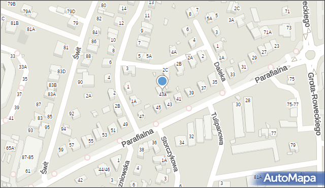Wrocław, Parafialna, 43a, mapa Wrocławia