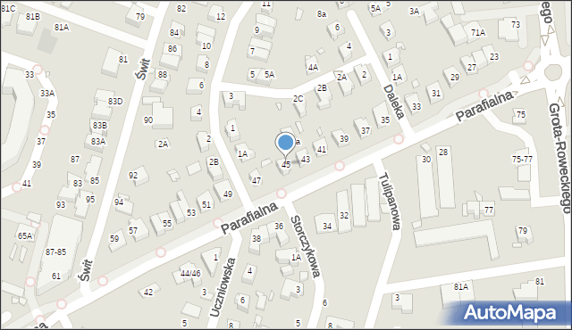 Wrocław, Parafialna, 45, mapa Wrocławia