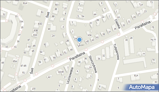 Wrocław, Parafialna, 47, mapa Wrocławia