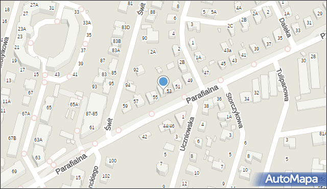 Wrocław, Parafialna, 53A, mapa Wrocławia