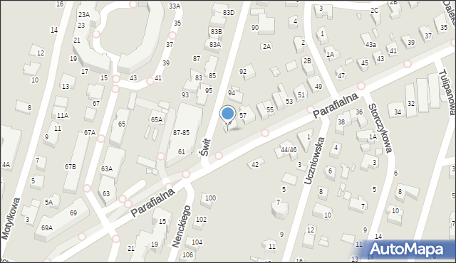 Wrocław, Parafialna, 59a, mapa Wrocławia