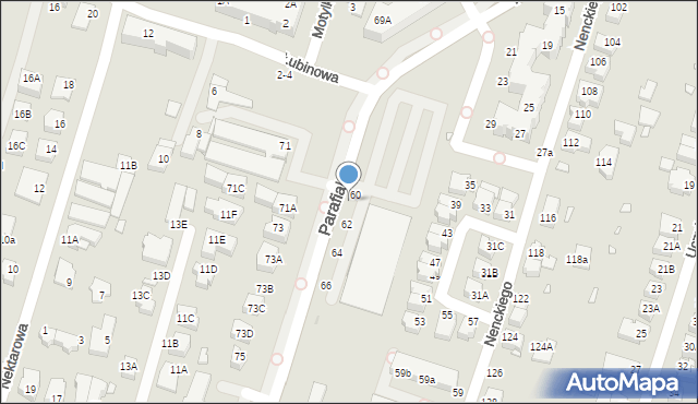 Wrocław, Parafialna, 60-66, mapa Wrocławia