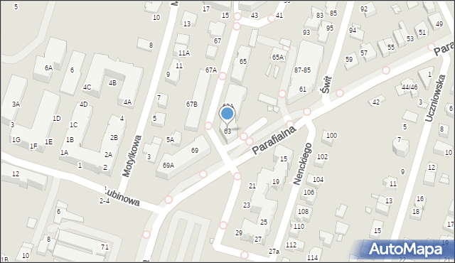 Wrocław, Parafialna, 63, mapa Wrocławia