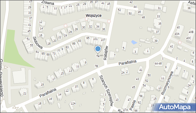 Wrocław, Parafialna, 7A, mapa Wrocławia