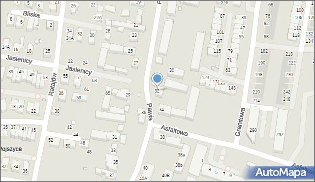 Wrocław, Pawia, 32, mapa Wrocławia