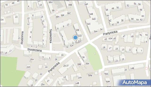 Wrocław, Partynicka, 32B, mapa Wrocławia