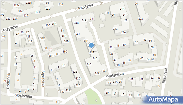 Wrocław, Partynicka, 34E, mapa Wrocławia