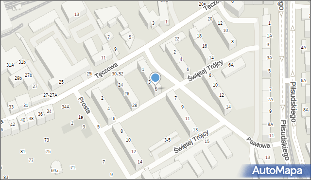 Wrocław, Pawłowa Iwana, 5, mapa Wrocławia