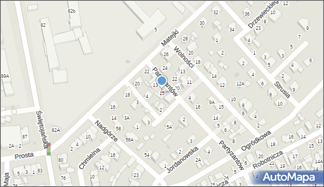 Wyszków, Partyzantów, 15, mapa Wyszków