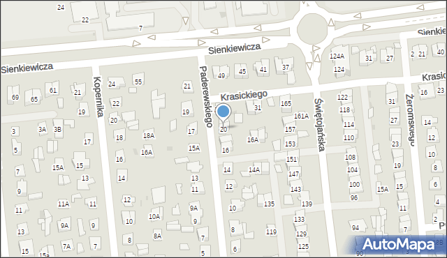 Wyszków, Paderewskiego Ignacego Jana, 20, mapa Wyszków