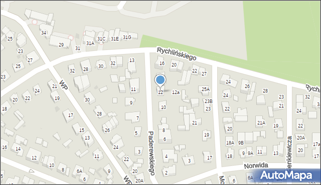 Ząbki, Paderewskiego Ignacego Jana, 12, mapa Ząbki