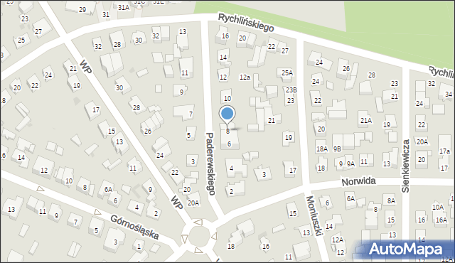 Ząbki, Paderewskiego Ignacego Jana, 8, mapa Ząbki