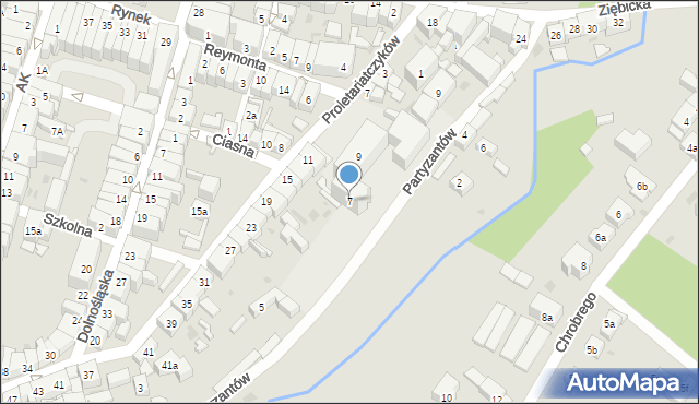 Ząbkowice Śląskie, Partyzantów, 7, mapa Ząbkowice Śląskie