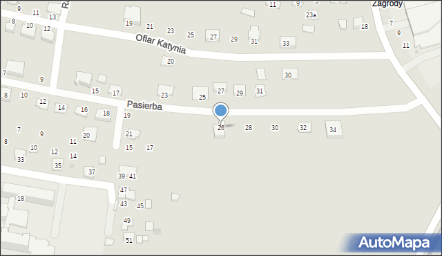 Żabno, Pasierba Janusza, ks., 26, mapa Żabno
