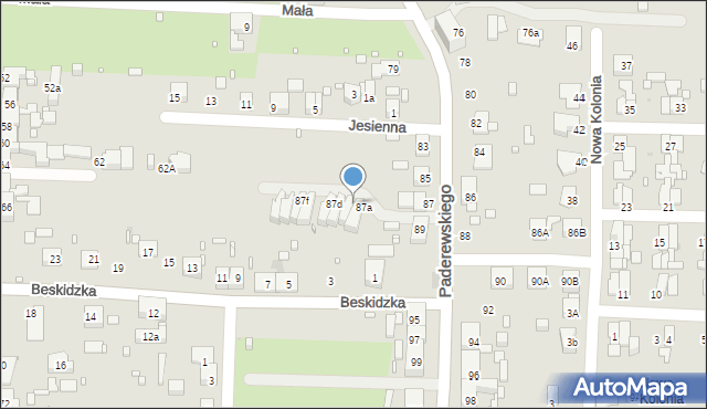 Zabrze, Paderewskiego Ignacego Jana, 87b, mapa Zabrza