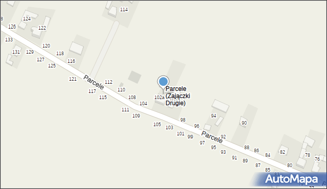 Zajączki Drugie, Parcele, 102, mapa Zajączki Drugie