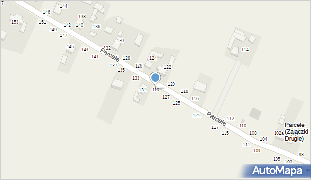 Zajączki Drugie, Parcele, 129, mapa Zajączki Drugie