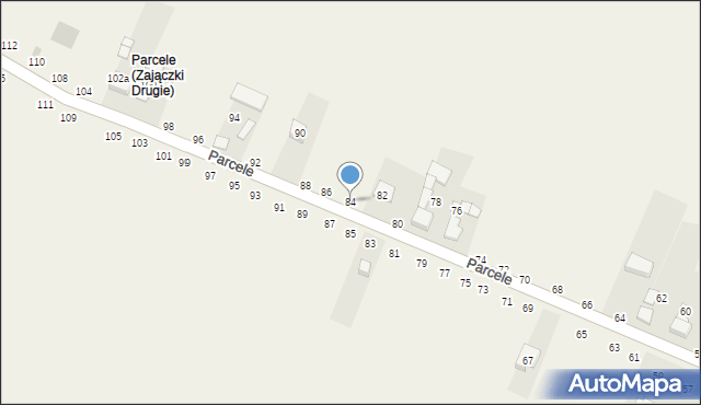 Zajączki Drugie, Parcele, 84, mapa Zajączki Drugie