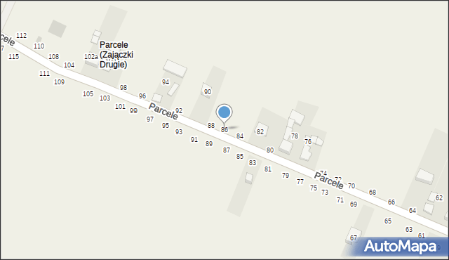 Zajączki Drugie, Parcele, 86, mapa Zajączki Drugie