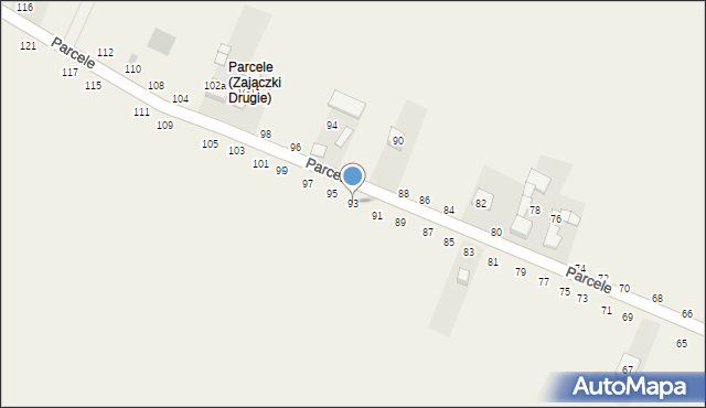 Zajączki Drugie, Parcele, 93, mapa Zajączki Drugie