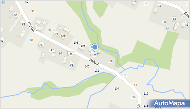 Zakliczyn, Pakuz, 107A, mapa Zakliczyn