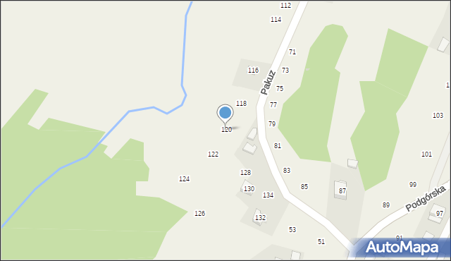 Zakliczyn, Pakuz, 120, mapa Zakliczyn