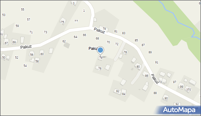 Zakliczyn, Pakuz, 74, mapa Zakliczyn