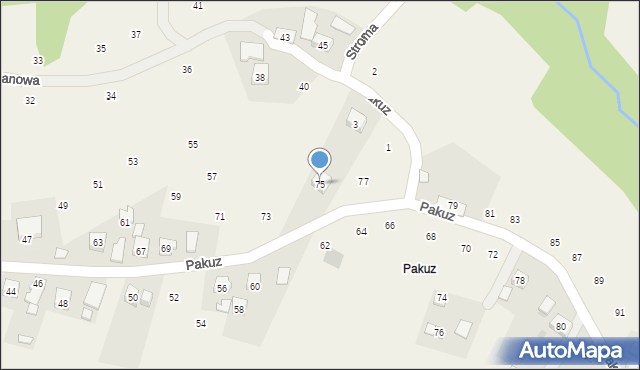 Zakliczyn, Pakuz, 75, mapa Zakliczyn