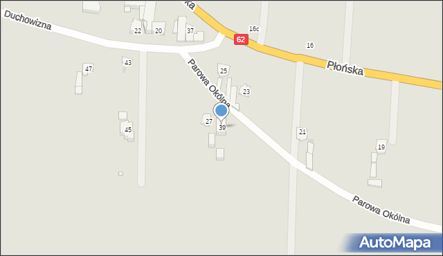 Zakroczym, Parowa Okólna, 39, mapa Zakroczym