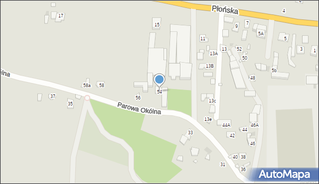 Zakroczym, Parowa Okólna, 54, mapa Zakroczym