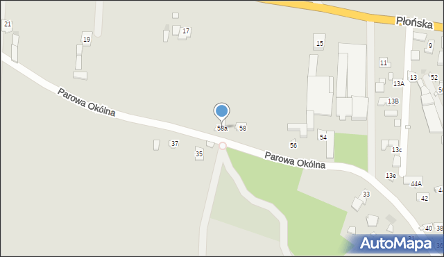 Zakroczym, Parowa Okólna, 58a, mapa Zakroczym