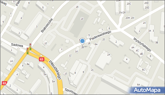 Zambrów, Paderewskiego Ignacego Jana, 16, mapa Zambrów