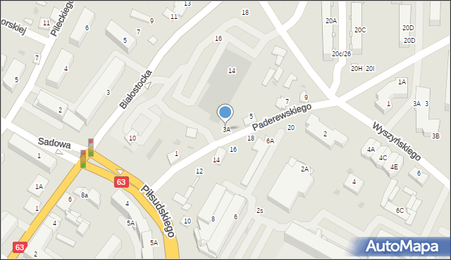 Zambrów, Paderewskiego Ignacego Jana, 3A, mapa Zambrów