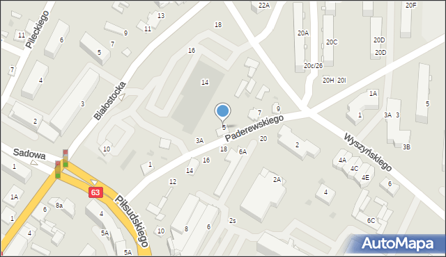 Zambrów, Paderewskiego Ignacego Jana, 5, mapa Zambrów