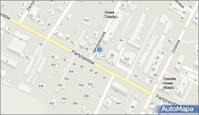 Zamość, Partyzantów, 57, mapa Zamościa